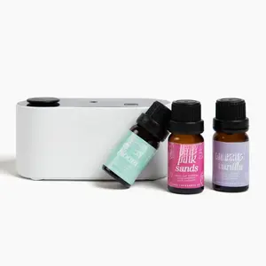 Waterless Travel Diffuser Gift Set - Rechargeable Diffuser for Aromatherapy - Includes 3 Fragrance Oils - Scent Diffuser for Office and Home - Floral Scents