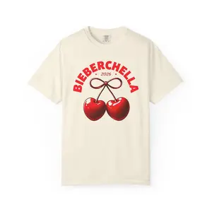 Bieberchella Cherries T-shirt Coachella Fan Merch Collectible | 2026 band festival tee