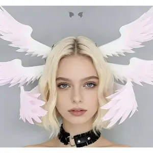 Lolita Feather Double Color Embroidery Angel Wings Hair Clips for Girls Birthday Gifts Decorative Feather Hair Accessories Anime Exhibition Feather Headwear headband boo headbands for women