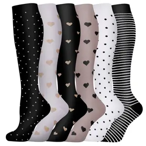 Compression Socks for Women & Men 6 Pairs Fun Patterns for Nurses Running Athletic Sports Best Support for Circulation Cotton Material Premium Comfort & Support Great Gift Idea Tubesocks