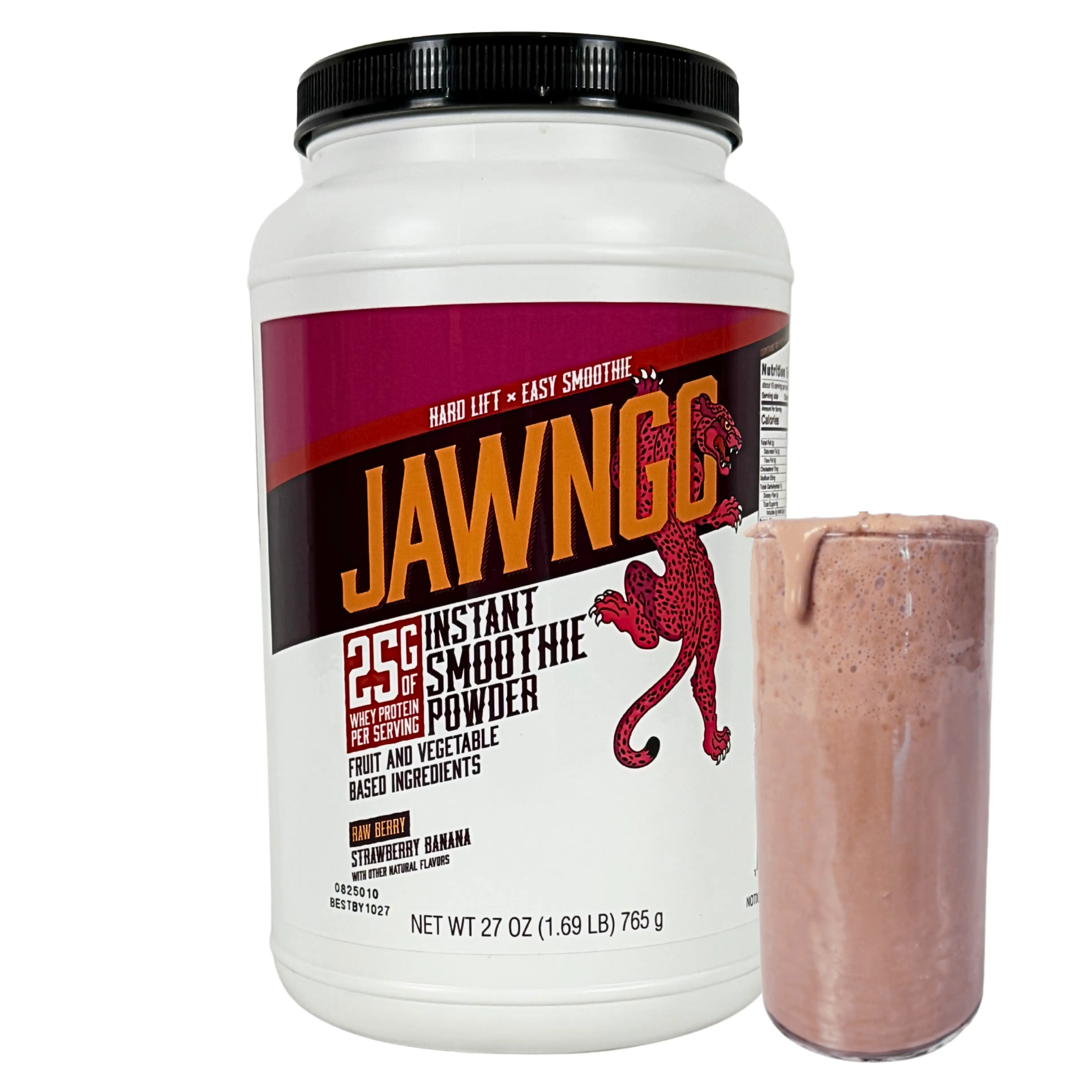 Jawngo Strawberry Protein Smoothie Powder – 25G Whey Protein + Real Fruits & Vegetables – Blueberry, Strawberry, Banana, Spinach, Turmeric, Coconut Milk – Smooth Texture, Great Taste – 15 Servings