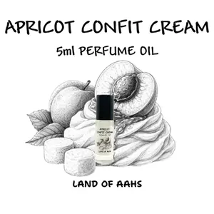 APRICOT CONFIT CREAM 5ml Perfume Oil - Roll On Rollerball Fragrance - Creamy Vanilla Marshmallow Cashmere Woods Musk Spring Summer Fruity Fresh Gourmand Foodie Dessert Scent