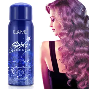 ELAIMEI Shimmering Body Glitter Spray - 1 Bottle Long-Lasting Silver Highlight Glitter Spray Powder for Women, Festival-Rave Body Makeup (2.11oz/60ml)