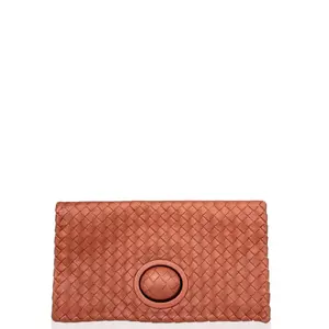 Pre-owned Bottega Veneta Leather clutches & wristlets Clutch Intrecciato Nappa Brick Red (hs012326e0)