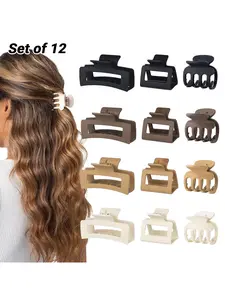 12 Pcs Hair Clips for Women 3 Styles Small Medium Large, Claw Clips for Thin Thick Hair, Strong Hold Non-Slip Matte Hair Accessories, Comfortable for All-Day Wear, Secure and Gentle Grip, Daily Wedding Party Date Beach Use, Hair Claws Set