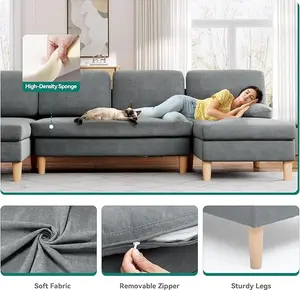 YITAHOME  109'' U-Shaped Sofa, 4-Seat Cloud Couch with Double Chaise, Storage Armrests & Cup Holder, Thick Cushions, Durable Wood Frame for Living Room