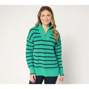 Belle by Kim Gravel On Deck Half Zip Shaker Sweater