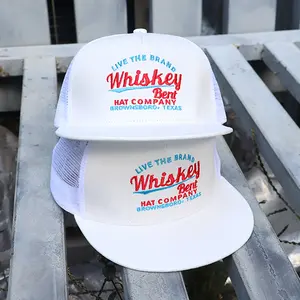 Whiskey Bent Hat Cali Adjustable Snapback Western Lifestyle Trucker Hat High Profile White Mesh Cap for Versatile Comfort