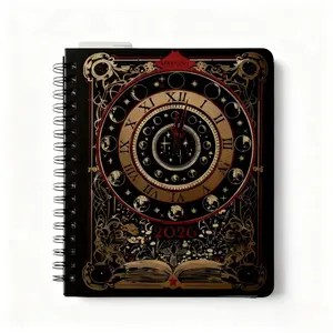 2026 Magic Book Clock Moon Phase Weekly Planner, Gothic Vintage Notebook, Mystical Enthusiast Daily Management Journal, Workbook Journal