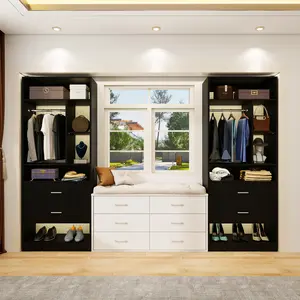 24" Freestanding Closet Organizer System, 6-Storage Section Wardrobe with 2 Wood Drawers, 600 lb Capacity MDF Storage Unit, Compact 2FT Design for Small Spaces, Anti-Tip Hardware Included, White Finish