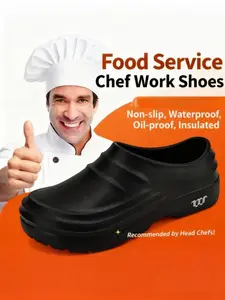 Men's Thick Sole Waterproof Non-Slip Slippers, Water Clogs, Casual Slipper Shoes, Simple Style, Ideal for Chefs and Nurses, Comfortable Work Shoes