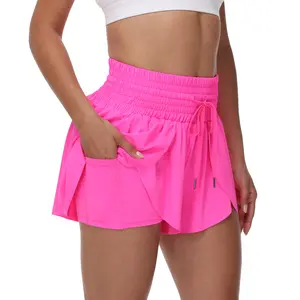 Flowy Women's High Waisted Running Shorts with Pockets Compression Cycling Walking Athletic Skort Skirt for Gym Yoga Workout Tennis Golf Skort Skirt Butterfly Sweat Spandex Comfy Lounge Pants Cute Trendy Clothes Casual Summer Outfits