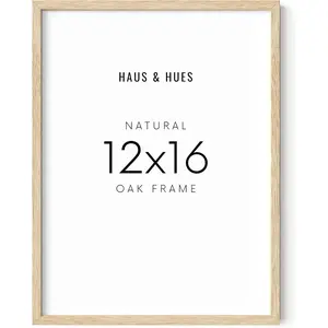 Beige Oak Wood 12x16 Picture Frame - Modern Wood Wall Art Display - Lightweight 12x16 Frame for Art Prints, Photos, Posters - Ready-to-Hang Vertically & Horizontally