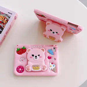 For iPad A16 2025 Air 5 6 iPad Pro 11 10.5 Mini 5 6 10.2 inch 7 8 9th 2018 9.7 Tablet Silicone Cases 3D Cartoon Bear Child Case