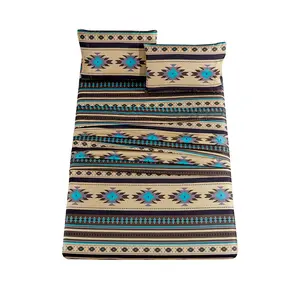 CHEZMOI COLLECTION Prescott 4-Piece Southwestern Tribal Multi-Color Sheet Set for Western Themed Decor Geometric Patterns & Rustic Charm Microfiber Fabric Deep Pocket Fitted Sheets up to 15 Inches