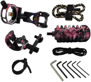 Archery Compound Bow Accessories Upgrade Combo Kit, 5-pin Bow Sight, Arrow Rest, Stabilizer, Braided Bow Sling, Peep Sight, D-Loop