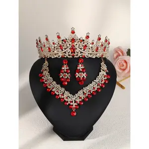 Elegant Wedding Accessory Set, Bride Crown Headpiece, Fashion Necklace and Earrings, Perfect for Parties and Holiday Gifts, Elegant Jewelry Set, Fashionable Jewelry Set