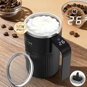 Upgraded Milk Frother/Coffee Stirring Cup, Smart Temperature Measurement, USB Rechargeable Automatic Stirring Cup, Suitable for Coffee, Milk Froth, Hot Cocoa, Matcha, Gift