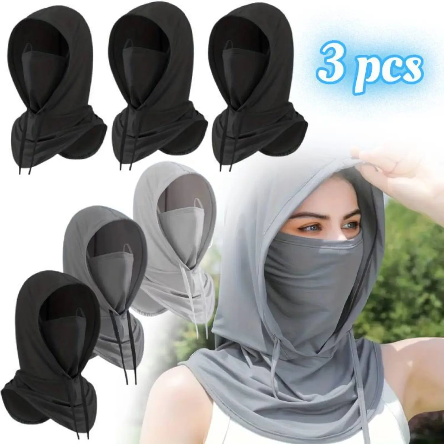 3 Pack Breathable Full Head Mask Face Cover Set,Summer Balaclava Sun Protection Hood,for Men Women Motorcycle Cycling Fishing,Halloween Party Decor Fathersdaygift,Hand Tools Kits