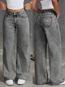 Women's High Waisted Wide Leg Jeans - Loose Fit Tummy Control Denim Pants | Comfortable & Stretchy Everyday Palazzo Pants