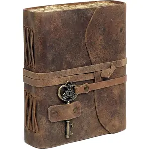 Leather Journal - Antique  Leather Bound journal with deckle edge paper for Men And Women Diary - Leather Sketchbook - Drawing Journal Notebook -   (5 by 7 inch)
