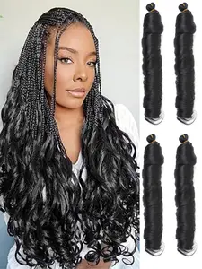4pcs French Curls Braiding Hair Extensions, Synthetic Loose Wave Spiral Curl Braid, High Temperature Resistant, Pre-Stretched Ombre Color, Synthetic Curly Hair