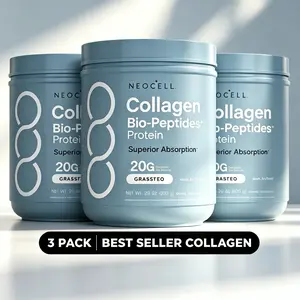 (Flash Sale: 3 Bottles) NeoCell Grass-Fed Collagen Bio-Peptides Powder, 20oz Edible Dietary Supplement with 18 Essential Amino Acids, Protein for Fitness & Wellness