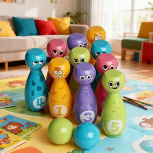 Colorful Cartoon Bowling Set with Numbered Pins & Balls, Multifunctional Stacking/Ferrule/Indoor Outdoor Game, Perfect Gift for Christmas, Birthday, Festivals