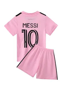 23/24 Kids Sports Set, Breathable Christmas Gift for Boys and Girls, Messi 10 Football, Training Clothes, Casual Short Sleeve and Shorts