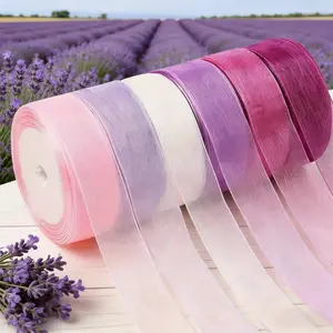 6 Rolls Transparent Chiffon Ribbon Large Packaging, 1 Inch X 25 Yards (total 150 Yards), Lightweight Organza Fabric Decorative Ribbon for Weddings, Gift Wrapping