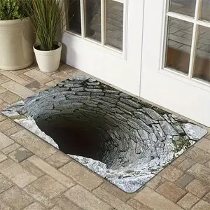 Front Door Mat Outside Entrance,Stone Bottomless Hole Area Rug for Living Room 3D Trap Optical Visual Illusion Rugs Playroom Floor Carpet Mat Non-Slip,Pet-Friendly Home Decor,Durable Floor Rug Decorative,Lightweight Foldable Indoor/Outdoor/Bath Rug