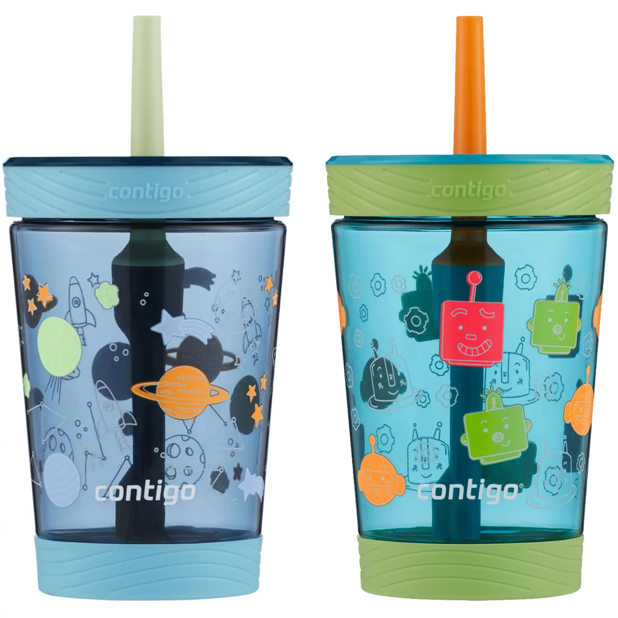 Contigo Kid's 14 oz. Spill-Proof Straw Tumbler 2-Pack, Portable Durable Water Bottles, Fits Most Car Cup Holders, On-the-Go Companion