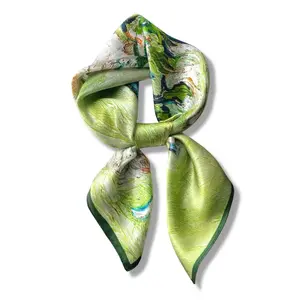 100% Pure Mulberry Silk Square Scarf 27"x27" Women Neckerchief Headscarf Gift Packed