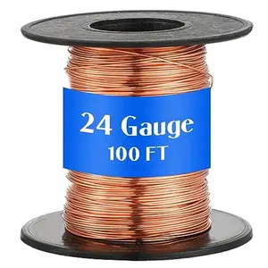 100ft 24 Gauge Copper Wire for Gardening, Electroculture, Bonsai, Jewelry Making Beading DIY Craft Pure Bare Copper Wire Spool
