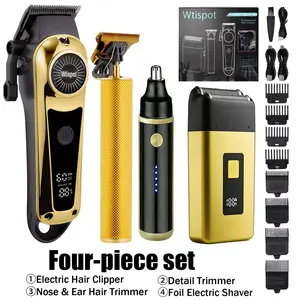 Professional Men’s Grooming Kit - USB/Type-C Rechargeable Hair Clipper, Cordless Nose Trimmer, Beard Trimmer, Multi-Functional Electric Razor Shaver with LED Display, for Daily Care, Home Salon, Ideal Men’s Gift, Usb Rechargeable Clipper,summerwins