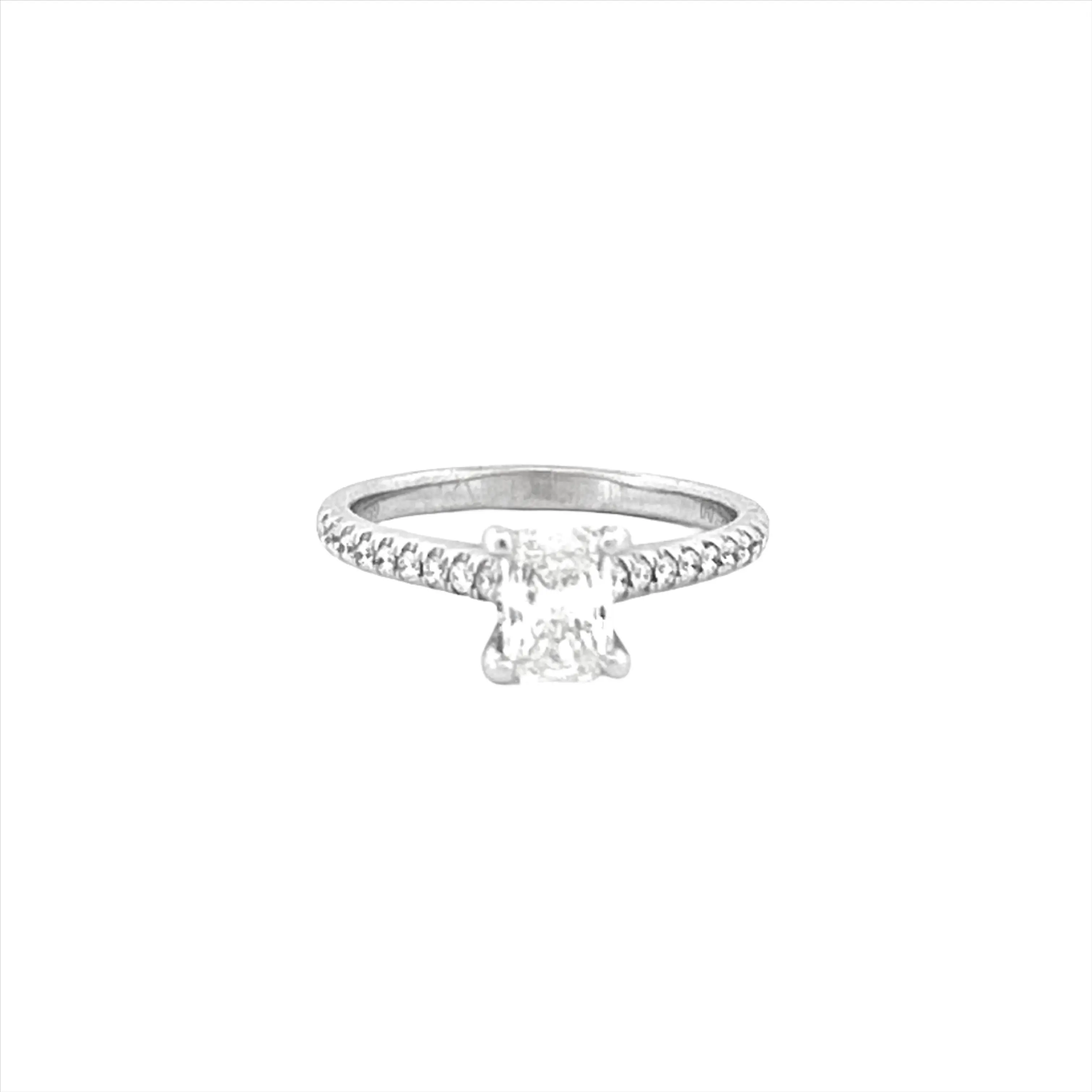 14K Gold 1.10 Carat Radiant Natural Diamond Prong Set Cathedral Engagement Ring