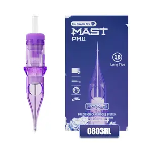 20Pcs 0803RL Premium Tattoo Cartridge Needles 18mm Long Tips 0.25mm Diameter Round Liner Precision Work for Tattoo Artists