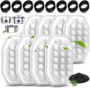 8 Pack  Water Fountain Filters with 8 Pack Pre-Filter Sponges Set for 3.2L/108oz Pet  Water Fountain, Pet Fountain Filter Replacement