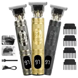 Men's LCD Display Electric Carving Clipper, Wireless Charging Hair Trimmer, Sharp T-Shape Blades for Precision Trimming, Portable Grooming Tool, Cordless Rechargeable Clippers