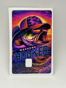 Weekend Hooker Neon Bass Credit Card Skin – Waterproof Fishing Debit Card Sticker Wrap, Sticker Cards, Decal Sticker