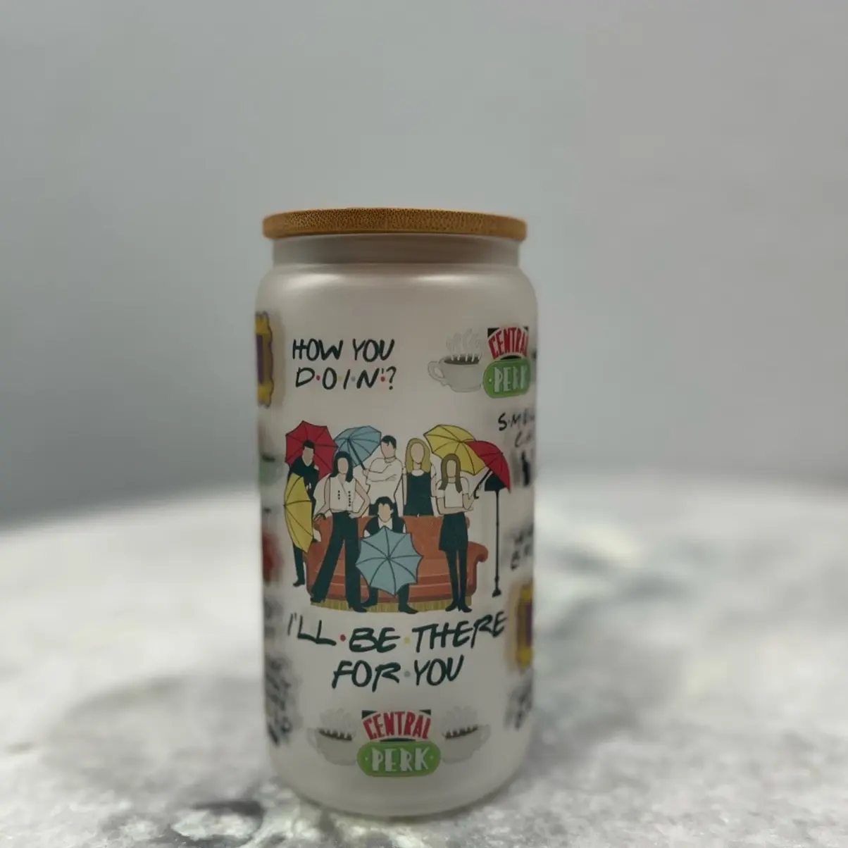 Friends 16oz frosted glass can cup