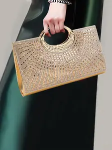 Women's Elegant Bling Rhinestone Decorated Evening Bag, Exquisite Trendy Handbag, Fashionable Bag for Party Decoration, Elegant Purse, Embellished Clutch, Handheld Bag Purse