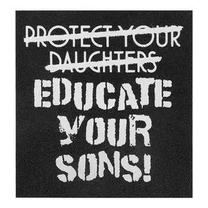 Protect or Educate Motivational Quote Patch, Back Adhesive Iron-On, Suitable for Clothes Jackets Bags Hats Accessories