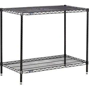 Global Industrial 14423B2 Nexel 2 Shelf Black Epoxy Wire Shelving Unit Starter - 42 x 14 x 34 in.
