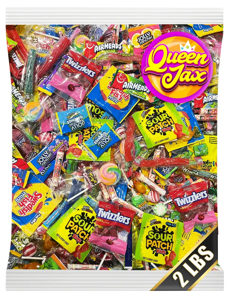 Queen Jax Candy Variety Candy Pack - 2 LB Assorted Party Mix - Individually Wrapped Bulk Candy - Pinata Mix - Deluxe Queen Jax Assortment  (Candy Selection May Vary From Picture) Dessert Treats Sweet