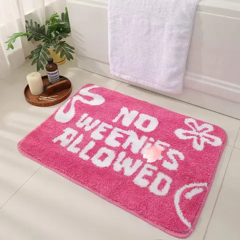 Classic Rectangle Soft Blush Pink Non-Slip Polyester Bath Mat - Quick-Dry, Water-Absorbent, Machine-Washable Bath Rugs for Bathroom, Non-Customised Bathroom Decor Accessory