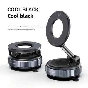 Super Foldable Retractable Magnetic Phone Holder with 360° Rotation & Strong Adsorption - Car/Gym/Mirror Mount, Includes Magnetic Guide Ring & Mechanical Vacuum Suction Cup for Smooth Surfaces, Sleek Design, Sturdy Construction, Adjustable Clamp