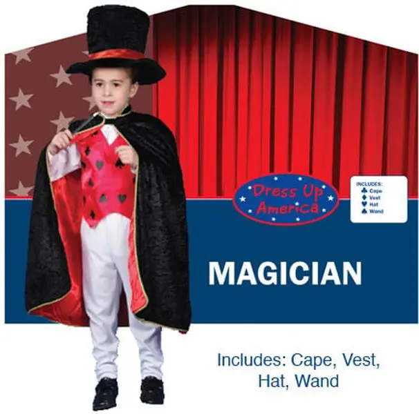 Dress Up America Men's Deluxe Magician Costume Set, 4-Piece Polyester Party Clothes with Cape and Vest for All Occasions, Machine Washable, Menswear, Outfits, Costume Ideas, Polyester Clothes, Halloween Ideas, Deluxe Set, Large Fit, Party Wear