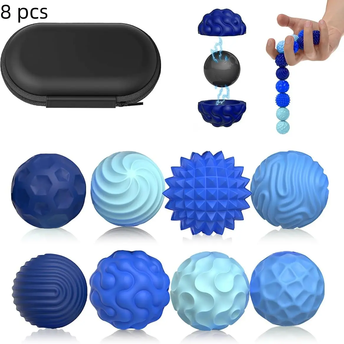 8 Counts Magnetic Fidget Toys, Silicone Magnetic Balls, Anti-Stress Sensory Toys for Adults & Teens, Stress Relief & Relaxation, Stress Relief Fidgeting