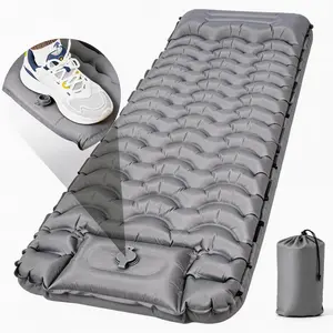 Hikenture Camping Sleeping Pad, Extra Thick 5 Inch Camping Mat,  Ultralight Camping Mat with Pillow, Built-in Foot Pump Inflatable Sleeping Pads Compact for Camping Backpacking Hiking Traveling Tent,Single,Gray,inflation Pump air pillow,Summervibes
